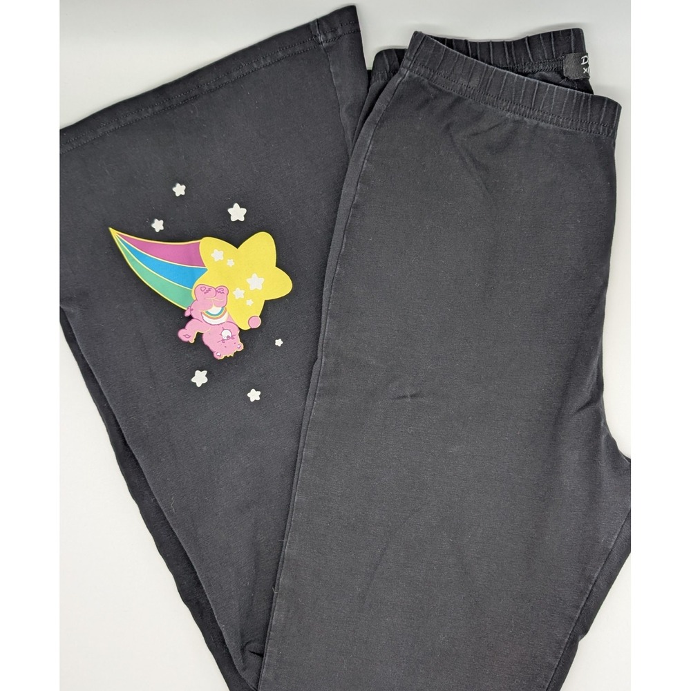 Care Bears x Dolls Kill Small Black Flare Leggings Planet Care‎ Stretch Pants